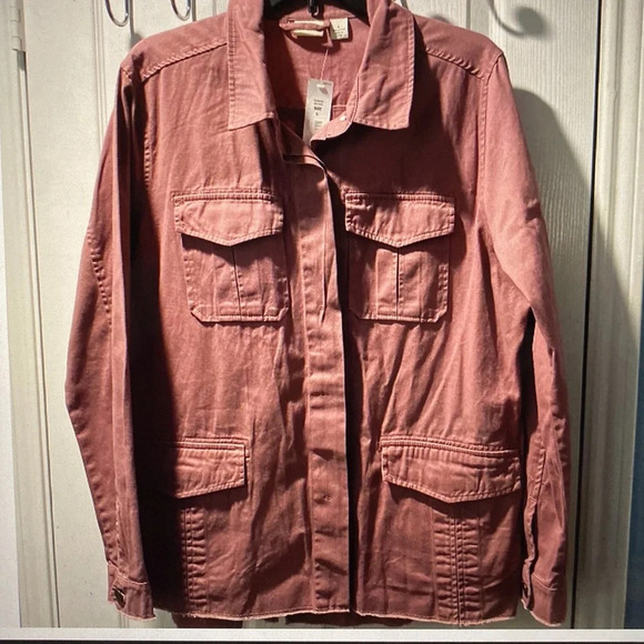 Westbound Womens Denim Jean Jacket Tattered Edges Metal Buttons Size L NWT - Picture 2 of 8